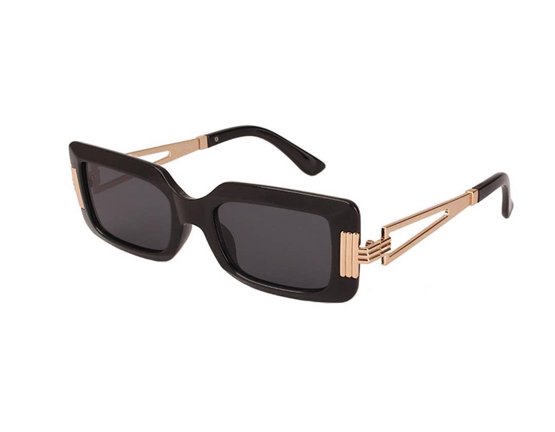 V by Vye Eyewear - Rectangle Plastic/Metal Frame with Gold Hinge - BLK/TORT