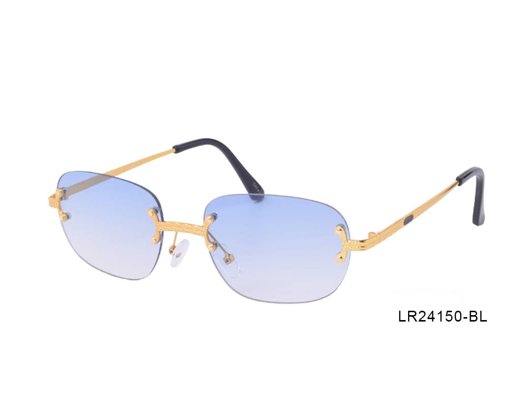 V by Vye Eyewear - Gold Metal Framed Blue Lens Women's Sunglasses