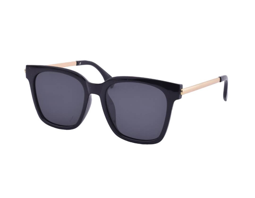 V by Vye Eyewear - Square-Shaped Plastic/Metal Frame Sunglasses - Black Rims