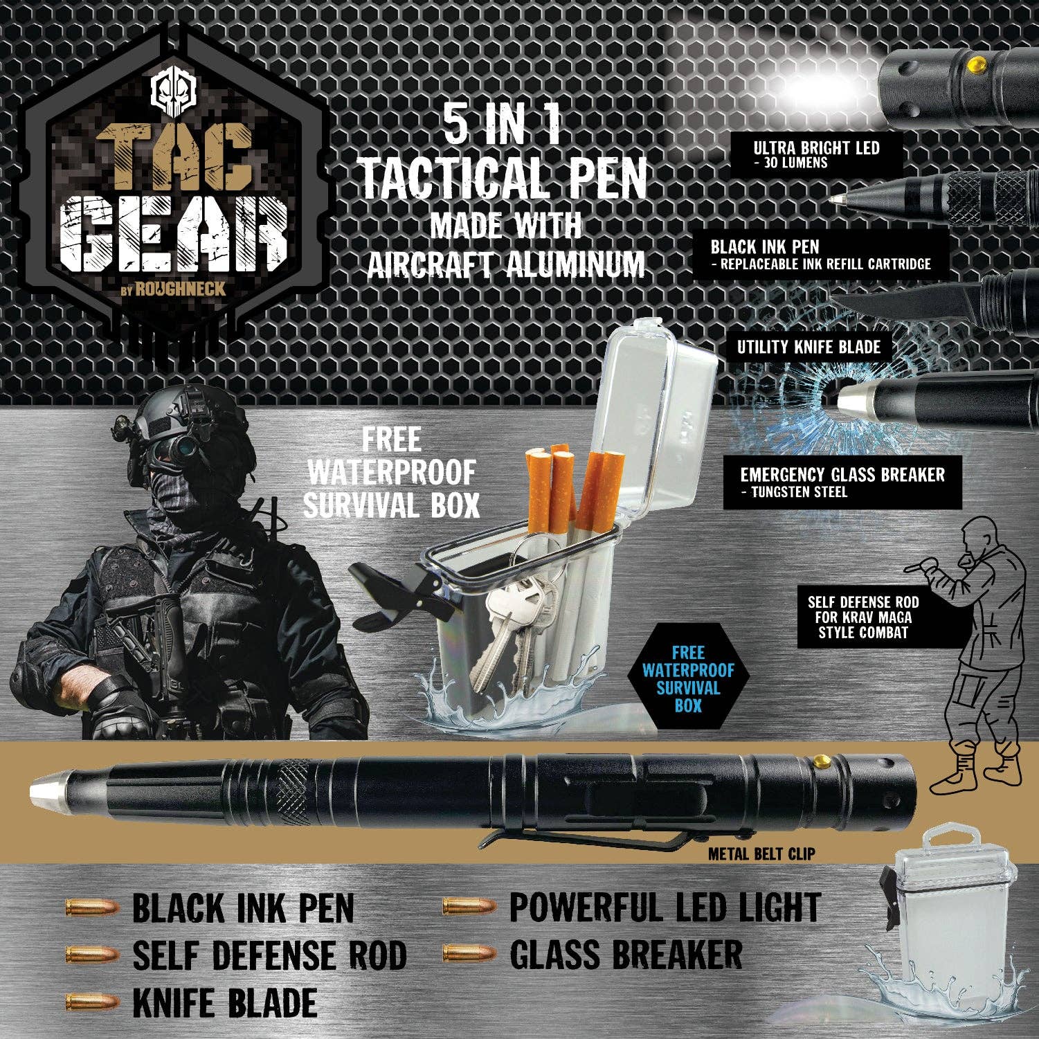 Tactical Pen Knife and Light