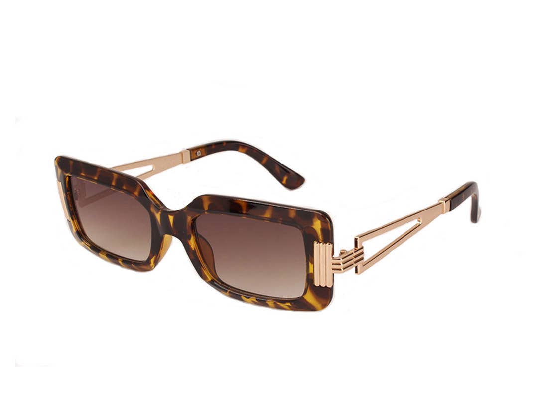 V by Vye Eyewear - Rectangle Plastic/Metal Frame with Gold Hinge - BLK/TORT