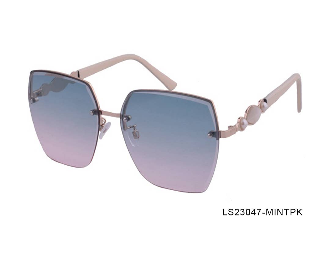 V by Vye Eyewear - Metal Rimless Oversized Gradient Lens Sunglasses